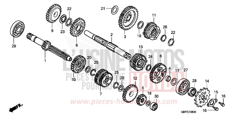 GETRIEBE von CR85R "Big Wheel" EXTREME RED (R292) von 2007